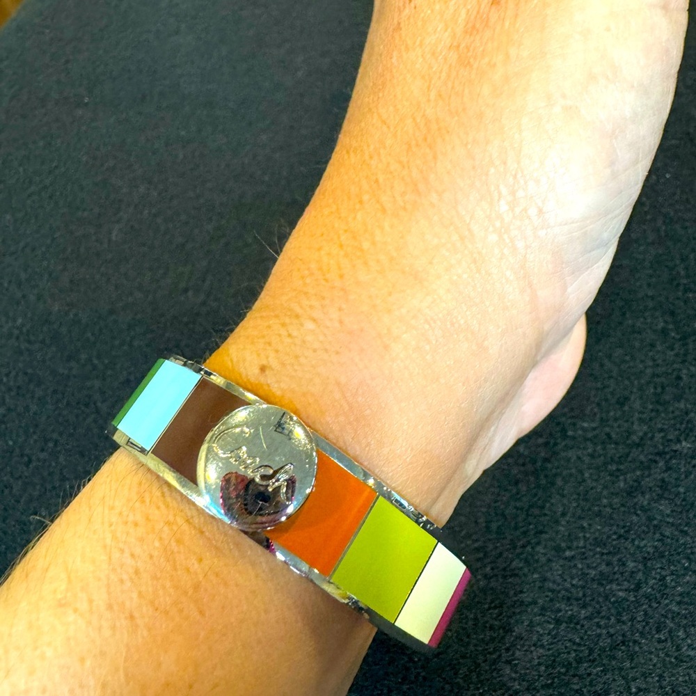 Coach retired colorful signature stripe enamel bangle bracelet